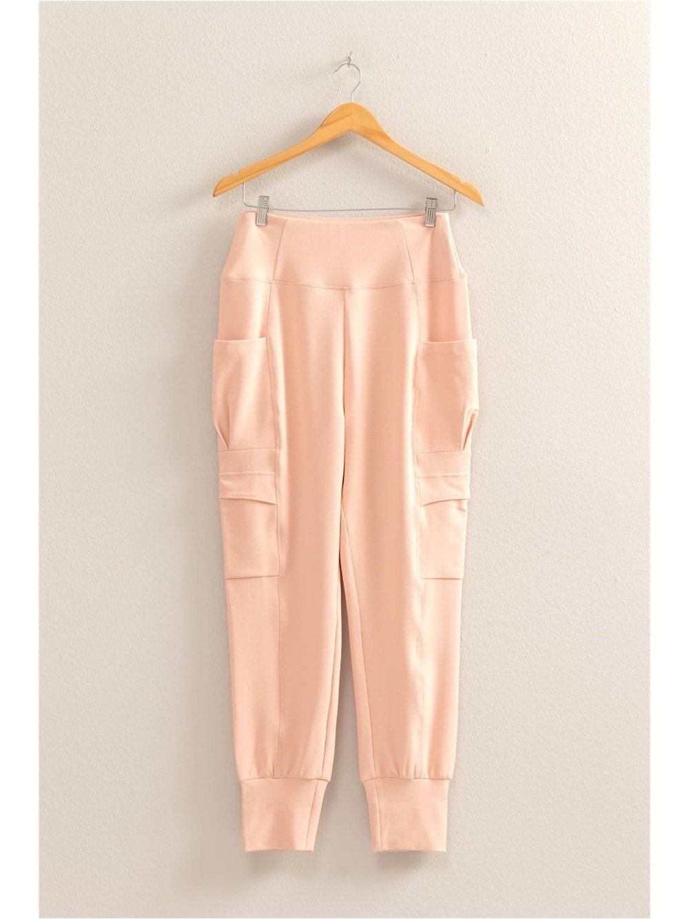 Double Zero- Women's High-Waist Cargo Joggers in Dusty Pink